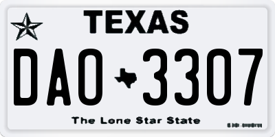TX license plate DAO3307