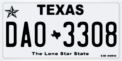TX license plate DAO3308