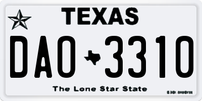 TX license plate DAO3310