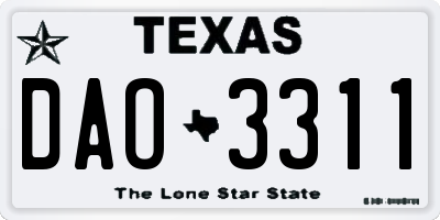 TX license plate DAO3311
