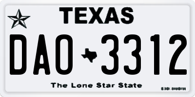 TX license plate DAO3312