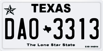 TX license plate DAO3313