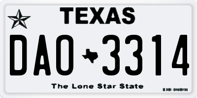 TX license plate DAO3314