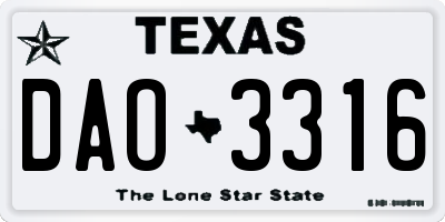 TX license plate DAO3316