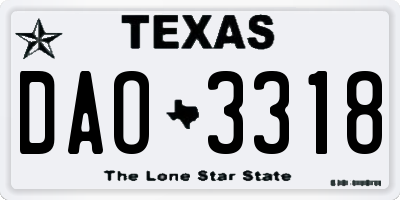 TX license plate DAO3318
