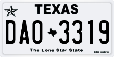 TX license plate DAO3319