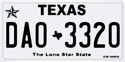 TX license plate DAO3320