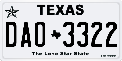 TX license plate DAO3322