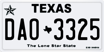 TX license plate DAO3325
