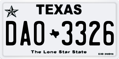 TX license plate DAO3326