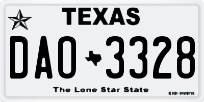 TX license plate DAO3328
