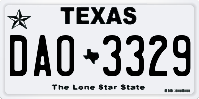 TX license plate DAO3329