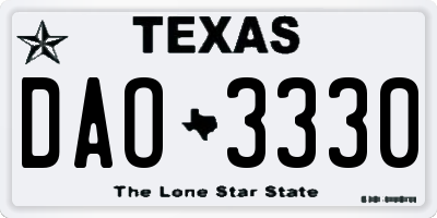 TX license plate DAO3330