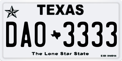 TX license plate DAO3333