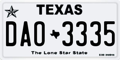 TX license plate DAO3335