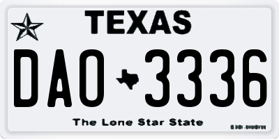 TX license plate DAO3336