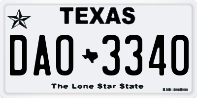 TX license plate DAO3340