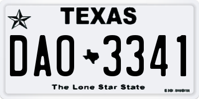 TX license plate DAO3341
