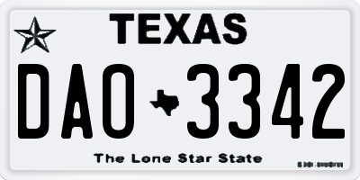 TX license plate DAO3342
