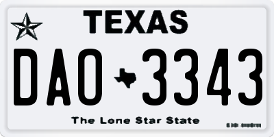 TX license plate DAO3343