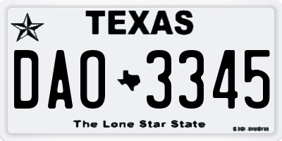 TX license plate DAO3345