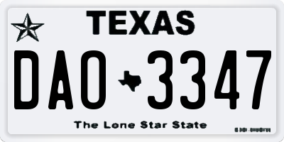 TX license plate DAO3347