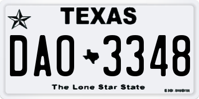 TX license plate DAO3348