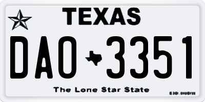 TX license plate DAO3351