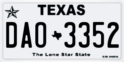 TX license plate DAO3352