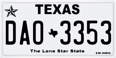 TX license plate DAO3353