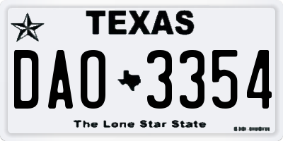 TX license plate DAO3354