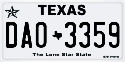 TX license plate DAO3359