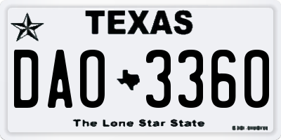 TX license plate DAO3360