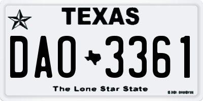 TX license plate DAO3361