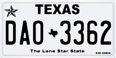 TX license plate DAO3362