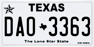 TX license plate DAO3363
