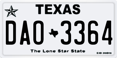 TX license plate DAO3364