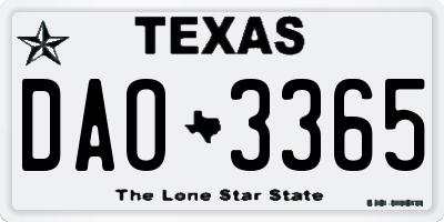 TX license plate DAO3365