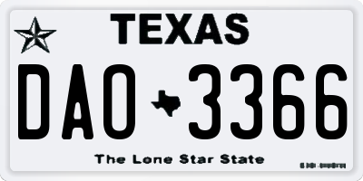TX license plate DAO3366