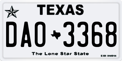 TX license plate DAO3368
