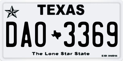 TX license plate DAO3369