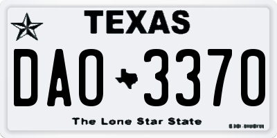 TX license plate DAO3370