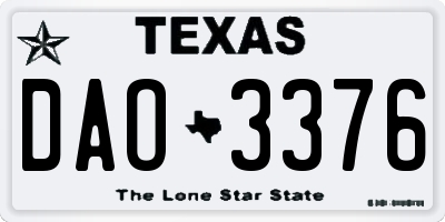 TX license plate DAO3376