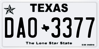 TX license plate DAO3377