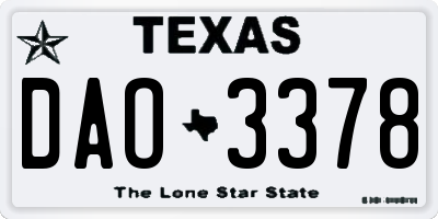 TX license plate DAO3378