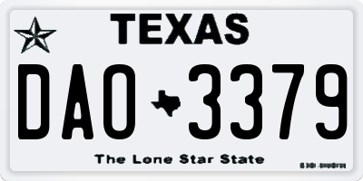 TX license plate DAO3379