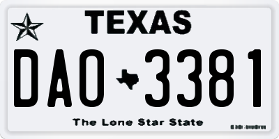 TX license plate DAO3381