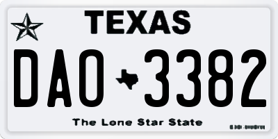 TX license plate DAO3382
