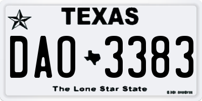 TX license plate DAO3383