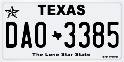 TX license plate DAO3385